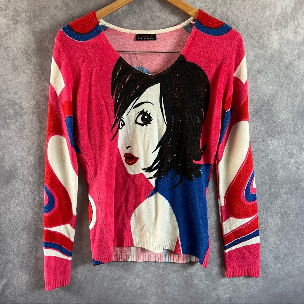 VINTAGE Custo Barcelona Sweater XS / S Beaded Y2K Long Sleeve *See Description*